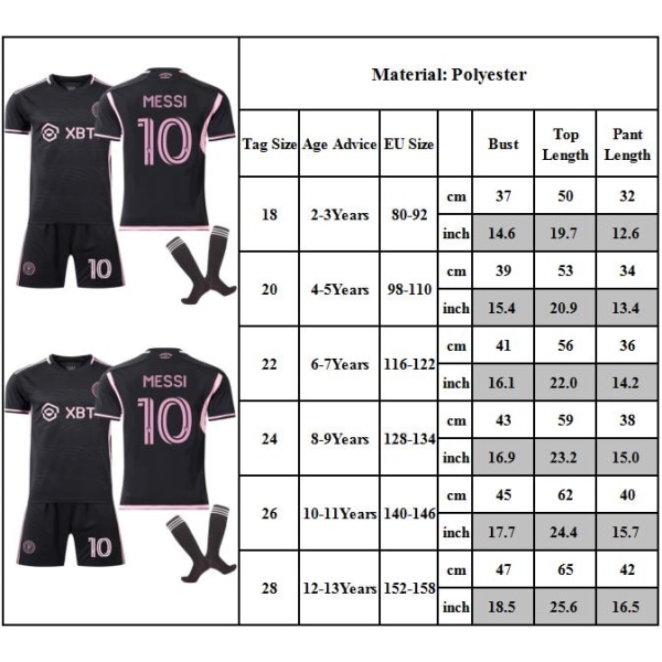 Fotboll Set, nr 10 Fotbollsträningsuniform, Messi Fotbollströja Kit Size 26