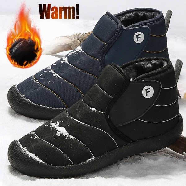 Varma ankelstövlar för män Pälsfodrade vinter vindtäta skor blue 48