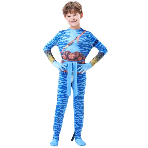 Avatar 2 Jumpsuit Barnkostym för Barn med Svans Maskeraddräkt Men 7-8Years