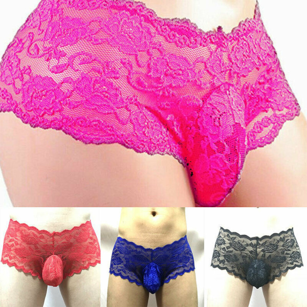 Män Genomskinlig sexig spets Sexiga trosor Låg midja stringtrosa underkläder  Pink M fb5f | Pink | M | Fyndiq