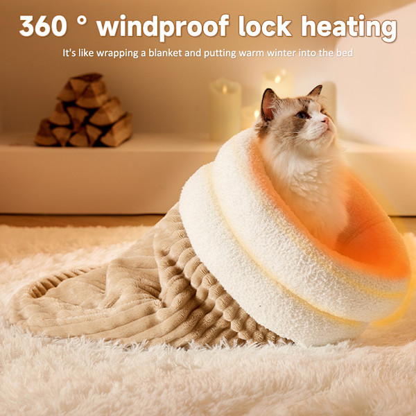 Petsboro Purrnest Sovsäck, Sovsäck för Katter inomhus, Katt Vinter Sovsäck 360° Omslutning, Mjuka Tvättsbara Sovsäckar för Katter upp till 8 kg Grey Blue L