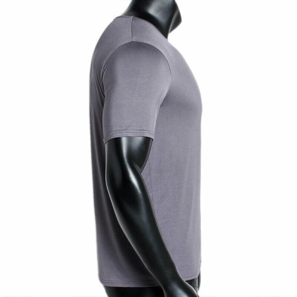 Mjuk kortärmad t-shirt för män Slim Fitness Sports Tee Toppar Black 2XL