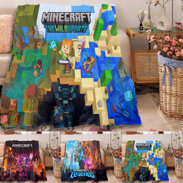Minecraft Cartoon mjuk plyschfilt, flanellkastfilt C 125*150cm
