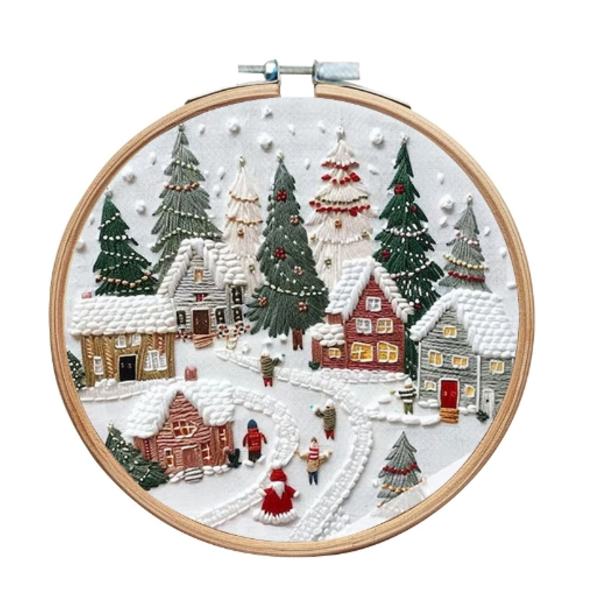 Handbroderingsstartset med stygn, broderi, sömnad, hantverk, stämplade julklappar A