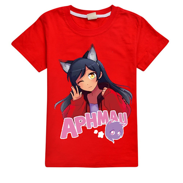 APHMAU Pojkar Tränings T-shirts Tecknade Toppar Sommar Kortärmad Snabbtorkande Aktiva T-shirts för Barn Tonåringar Red 130cm