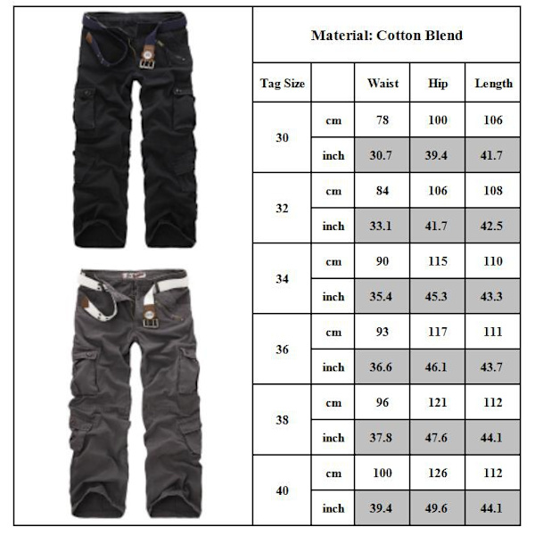 Vår Höst Armé Multificka Taktiska Byxor light grey 34
