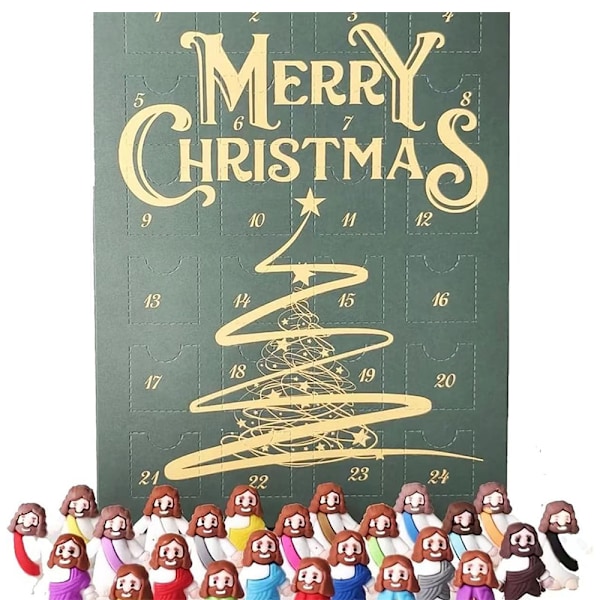 Julkalender med Blind Box, Mini Jesusfigurer, Leksak, Nedräkningskalender, 24 Dagar, Julgåva