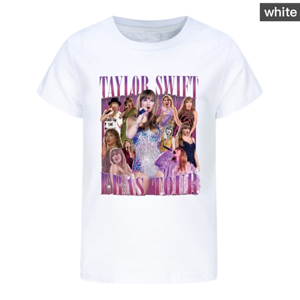 Taylor Swiftie Pojkar Atletiska Tecknade Tröjor Toppar Sommar Kortärmad Snabbtorkande Aktiva T-shirts för Barn Tonåringar White 160cm