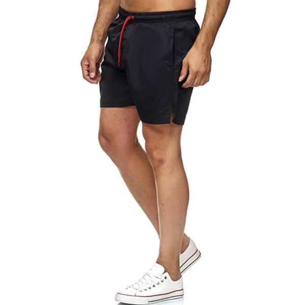 Fitness Portabla shorts med spetsficka Träningsbyxor för män Black L