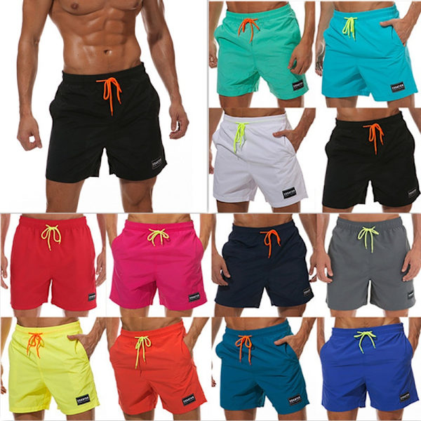 Herr Solid Strappy Beach Trunks Casual Loose orange M