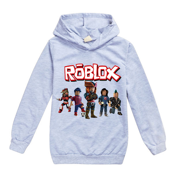 ROBLOX 3D-tryckta barnhoodie jacka kappa långärmad tecknad topp grey 140cm