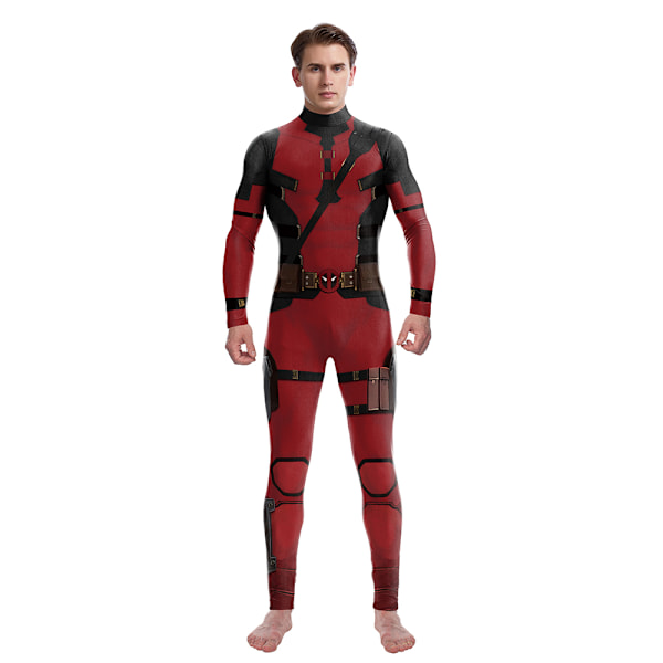 Män Deadpool 3 Wolverine Jumpsuit Bodysuit Cosplay Kostym Halloween Dräkt Outfit Red 2XL