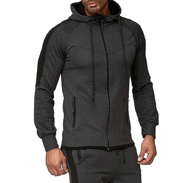 Herr Zipper Hoodies Jacka Sweatshirt Hooded Gym Casual Coat black 3XL