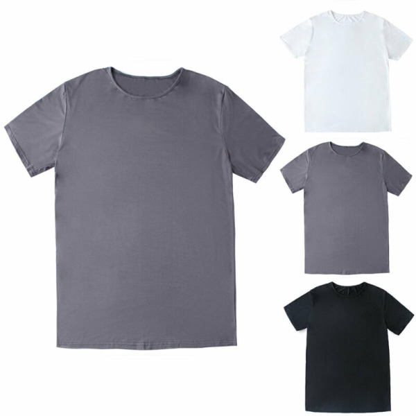 Mjuk kortärmad t-shirt för män Slim Fitness Sports Tee Toppar Black M