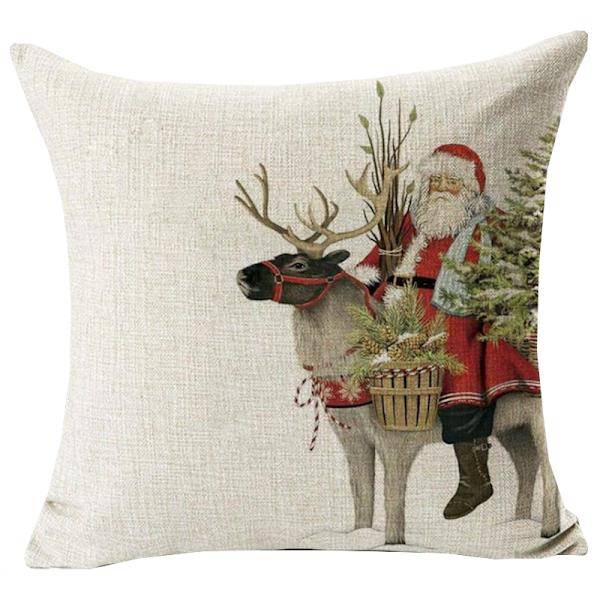 Jul Kasta Kuddfodral Kudde Överdrag Kvadratisk Soffa Midja Säng Bil Heminredning Santa Clasu B