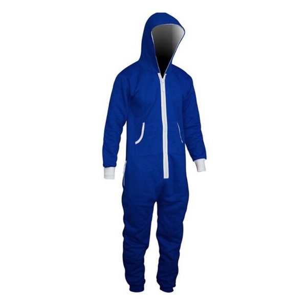 Winter Warm Fleece Playsuit Jumpsuit Zip Casual Pyjamas Homewear Blue S