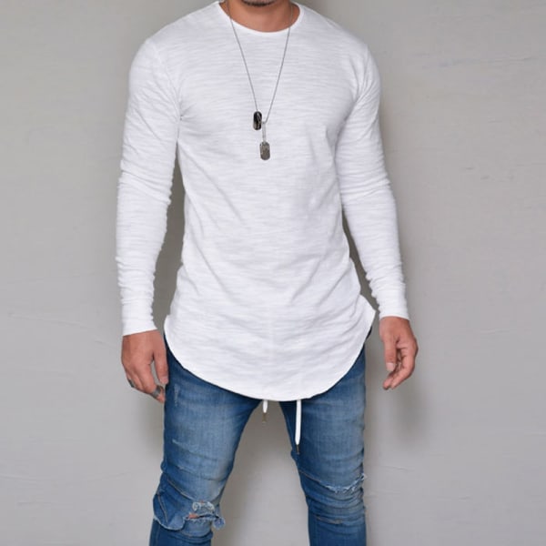 Ny långärmad tröja för män T white M