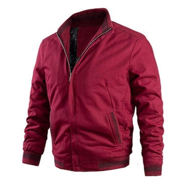 Herr Baseballjacka, Vintervindjacka, Lätt Pilot Tjock Casual Jacka Red 4XL