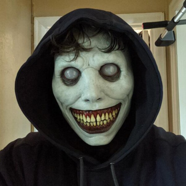 Halloween Horrible Smiling Mask Realistisk Exorcist för fest white