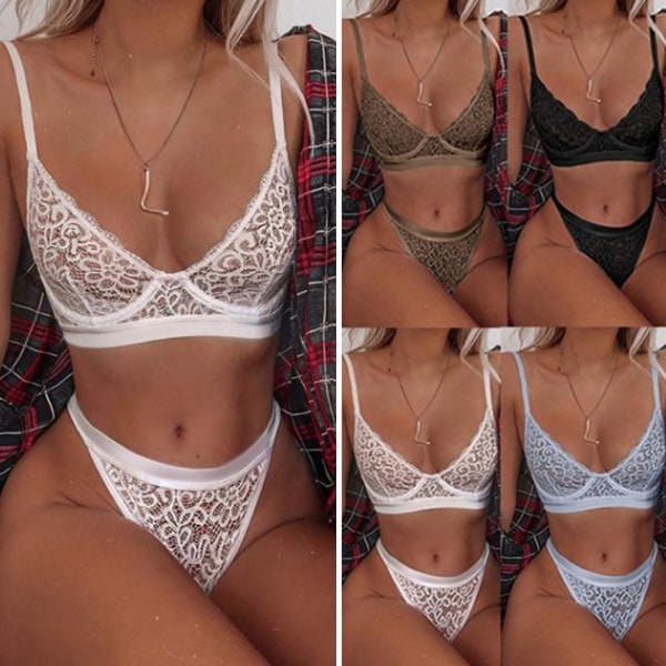 Dam Pure Color Temptation Underwire Lingerie BH och Trosor Set Black XL