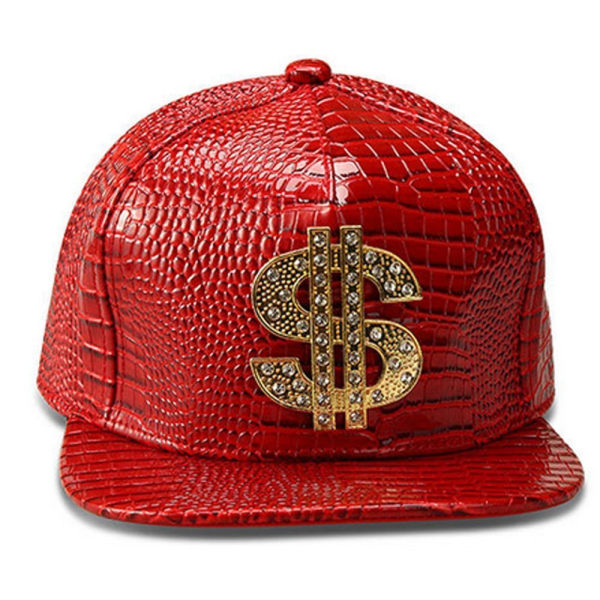 Hip Hop Hat Dollar Sign Justerbar Snapback Hatt För Män Kvinnor red