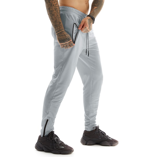 Stretch Casual Träningsbyxor med flera fickor för män Grey M