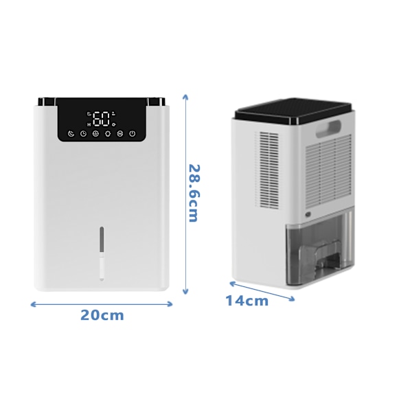 Luftavfuktare, 60W Intelligent Elektrisk Avfuktare, Med Avfrostnings- & Sovlägesfunktion, För Sovrum, Källare, Barnrum och Andra Rum