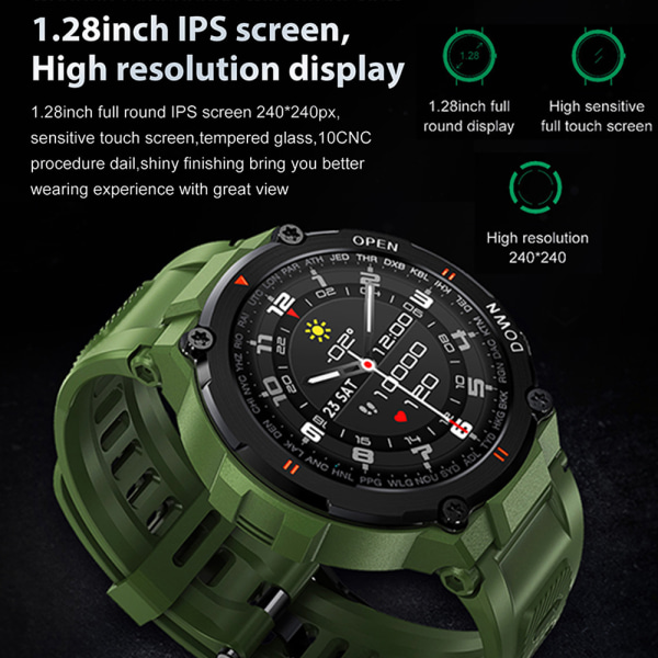 Smart watch för män utomhus vattentät militär taktisk watch grey