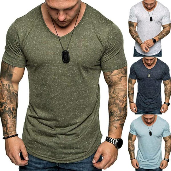 Gym Muscle Kortärmad T-shirt för män Träningsträningströjor Army Green 3XL