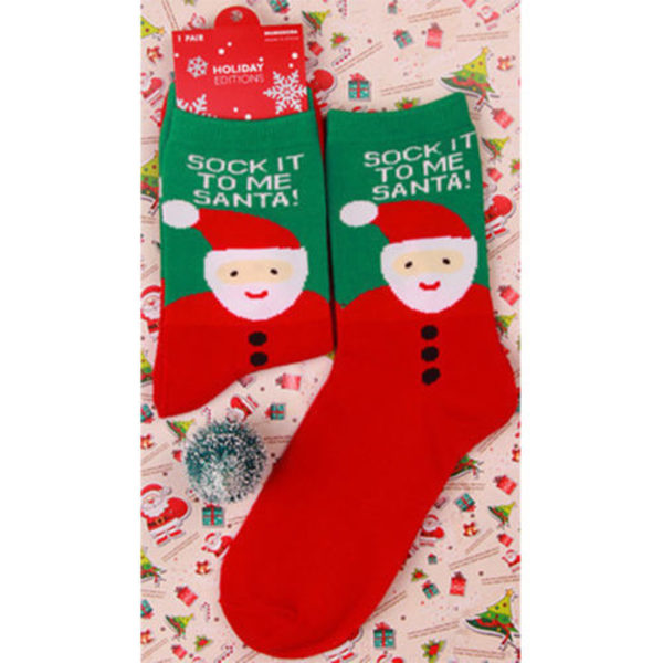 1/2/4/6 Damstrumpor Julstrumpor Tomte Snögubbe Vinter Benvärmare Red Santa Claus 2 Pairs