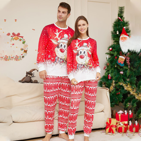 Familj julpyjamas Loungewear Matchande nattkläder Mom 2XL