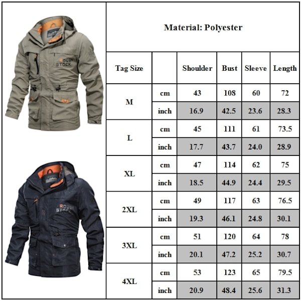 Jackor för Män Vinter, Herrjacka Medellång Casual Utomhus Huva Plus Storlek Jacka Vår och Höst Kläder Herrjackor Casual Snygg Blue L