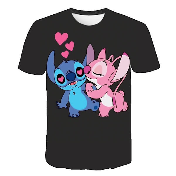 Barn Pojkar Flickor Lilo och Stitch Cartoon Basic Tee Kortärmad Rund Hals T-Shirt C 150cm