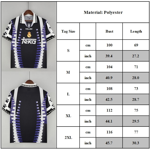 REAL MADRID 1997 - 1998 TREDJE TRÖJA Vintage Fotbollströja S