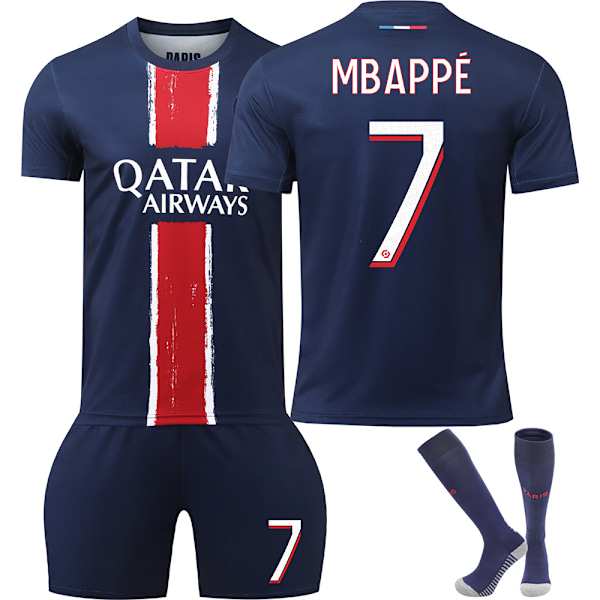 #7 Mbappé Fotbollströja Träningskit för Barn Pojkar Träningsdräkt Set Tröja + Shorts 20