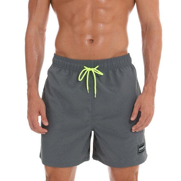 Herr Solid Strappy Beach Trunks Casual Loose grey XL