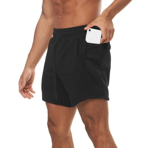 Enfärgade sportshorts för män med casual Black L