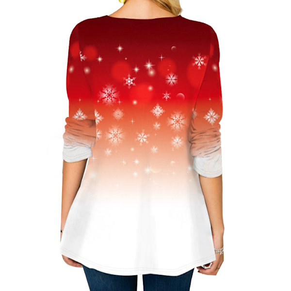 Kvinnors jul långärmad t-shirt lös oversize vinter red 4XL