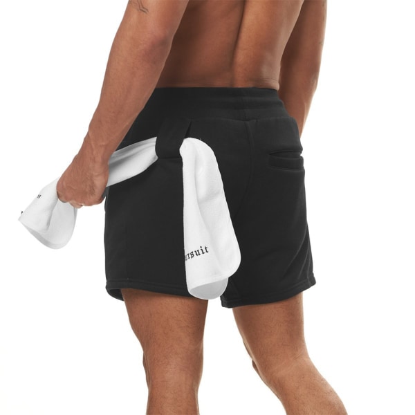 Enfärgade sportshorts för män med casual Black L