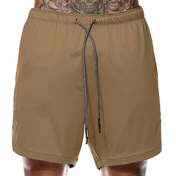 Knälånga shorts för män med dragsko Khaki 2XL