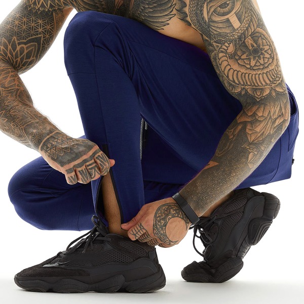 Stretch Casual Träningsbyxor med flera fickor för män Dark Cyan XL