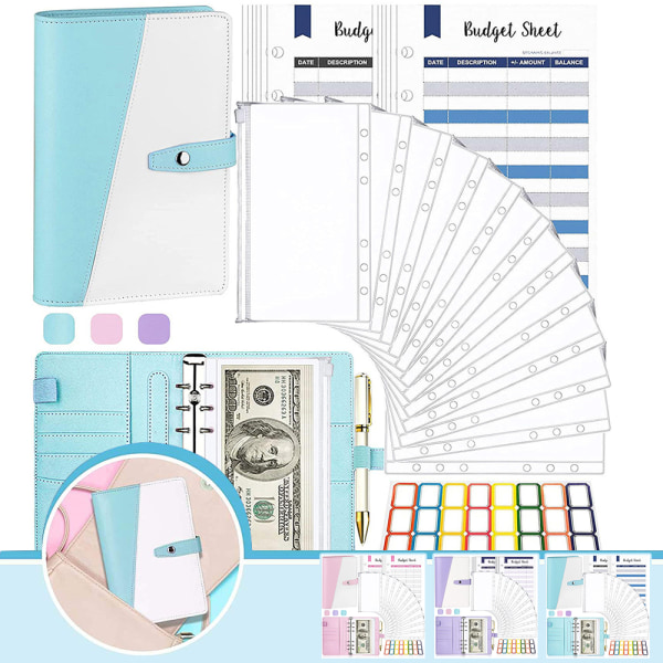A6 Notebook Cash Organizer Budget Pärm Plånbok Planer Kuvert blue