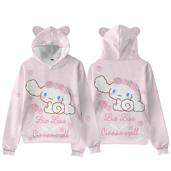 Kvinnor Flickor Cinnamoroll Hoodie Sweatshirt Hooded Pullover Toppar Jumper Hoody Coat C S