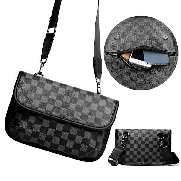 Trendig rutig crossbody-väska för män