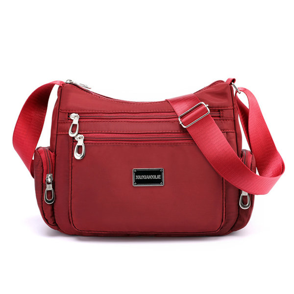 Ladies Zipper Pocket Crossbody Bag Messenger Bag Axelväska red