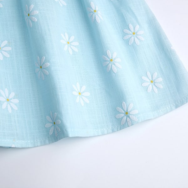 Småbarn Barn Baby Flicka Sommar Ärmlös Daisy A-Linje Klänning Blommig Strand Sommarklänning Light Blue 110cm
