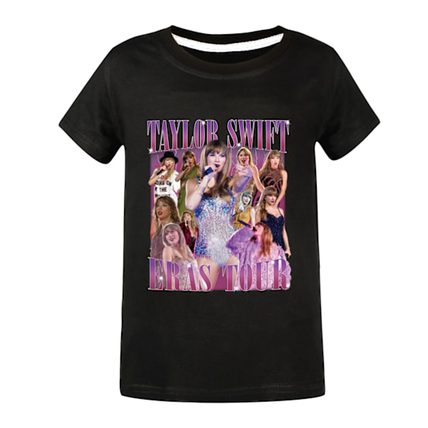 Taylor Swiftie Pojkar Atletiska Tecknade Tröjor Toppar Sommar Kortärmad Snabbtorkande Aktiva T-shirts för Barn Tonåringar Black 140cm