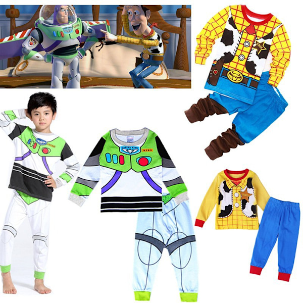 Woody Småbarn Pojkar Flickor Pyjamas Bomull Pjs för Pojke Nattkläder Långärmad Söt Tecknad Sovkläder Byxor Set #2 110cm