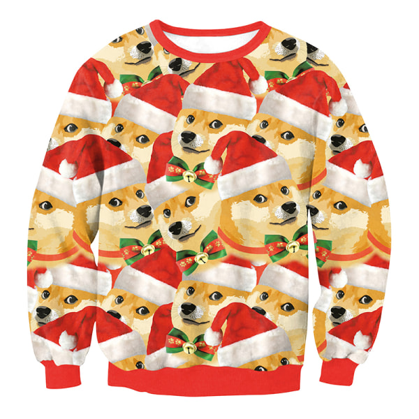 Jultröja Sweatshirt Jumper långärmad T-shirt Topp Shiba Inu Printed XL