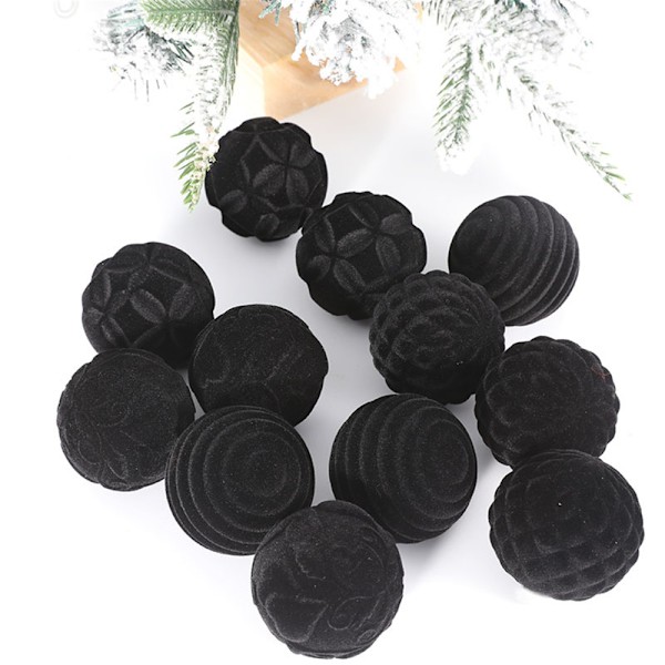 12 st julgranskulor Dekorationer Julgran Flockad Boll Dekorationer Plast Hängande Boll Dekoration för Grey